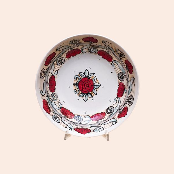 SET OF PASTA-SOUP BOWLS, CM.22 DIAMETER, CM.5H. DESIGN: ROSES